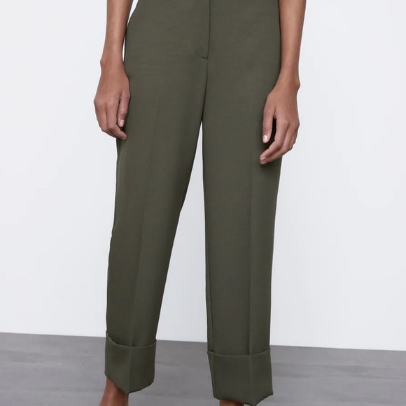 🐌 Zara dark green wide leg Slacks - Picture 2 of 6